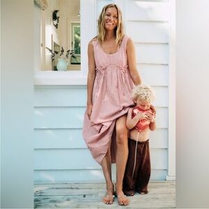 Anthropologie Pink Gingham Midi Dress